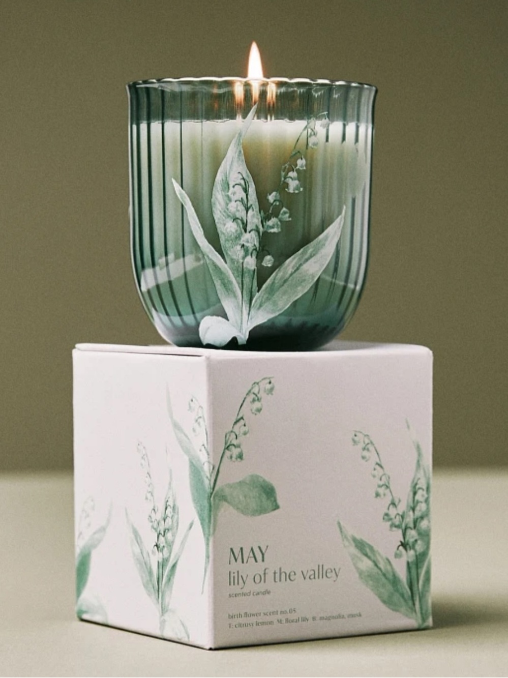 Anthropologie Birth Month Flower Candle May Lily of the Valley & Lemon with Box
